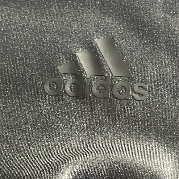 ADIDAS size large black leather like leggings with mesh stripe down each leg - Picture 12 of 13